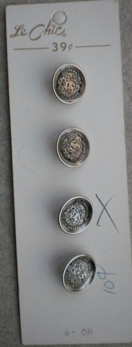 Le Chic Button Silver Metal 4/card 1.5cm Burg Co Tyr
