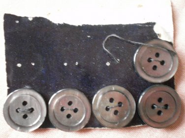 Shell Buttons Lot 5 Abalone 4-hole Vintage 5/8in Grey