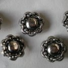 Silvertone Metal Flower Button Lot 5 Vintage 3/4in Flower
