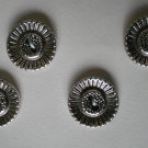 Silvertone Metal Sunflower Button Lot 4 Vintage 3/4in Flower