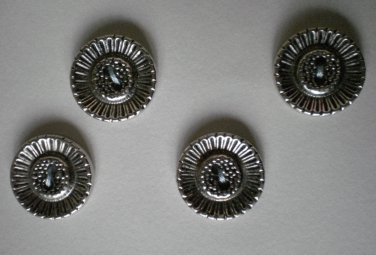 Silvertone Metal Sunflower Button Lot 4 Vintage 3/4in Flower