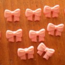 Pink Ribbon Buttons Plastic Bows Lot 12 Vintage Children Sewing Crafts 14mm