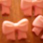 Pink Ribbon Buttons Plastic Bows Lot 12 Vintage Children Sewing Crafts 14mm