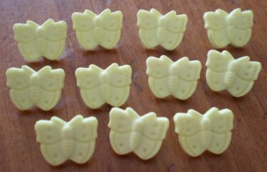Yellow Butterfly Buttons Plastic Lot 11 Vintage Children Sewing Crafts 13mm