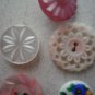 Lot 5 Flower Buttons Vintage Plastic Shell