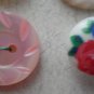 Lot 5 Flower Buttons Vintage Plastic Shell