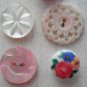 Lot 5 Flower Buttons Vintage Plastic Shell
