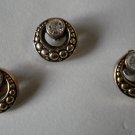 Rhinestone Buttons Gold Tone Metal Lot 3 Vintage 12mm