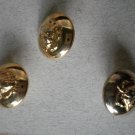 Gold Metal Lion Head Buttons Lot 3 Self Shank Vintage
