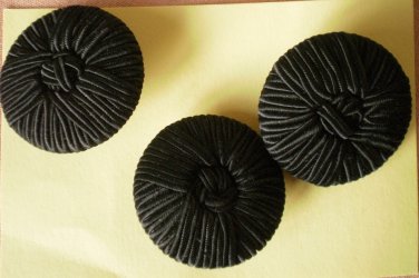 Large Fabric Buttons Black Lot 3 Coat Jacket Metal Shank Vintage