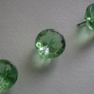 Green Glass Buttons Faceted Vintage Lot 3 Self Shank