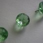 Green Glass Buttons Faceted Vintage Lot 3 Self Shank