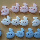 Duck Buttons Plastic Pink White Bluw Lot 16 Vintage Children Sewing Crafts