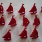 Red Sailboat Buttons Plastic Boats Lot 12 Vintage Children Sewing Crafts 12x15mm