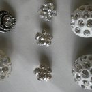 Rhinestone Buttons Lot 7 Variety Vintage Flower Dome