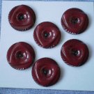Red Buttons Triangle Circle Lot 6 Plastic 3-hole Burgundy