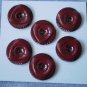 Red Buttons Triangle Circle Lot 6 Plastic 3-hole Burgundy