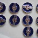 Metal Blue Enamel Gold Buttons Round 4-hole 2cm Lot 10