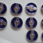 Metal Blue Enamel Gold Buttons Round 4-hole 2cm Lot 10
