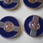Metal Blue Enamel Gold Buttons Round 4-hole 2cm Lot 10