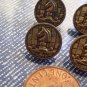 Lot 4 Vintage Gold-Tone Chess Buttons 0.5 inch Horse Knight