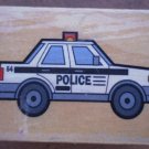 Rubber Stamp Police Car Mounted Wood 5x3.5 Engine
