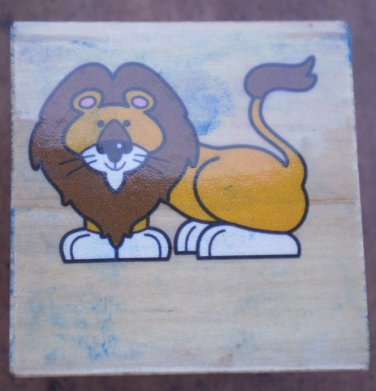 Rubber Stamp Lion Mounted Wood Animal 3.5x3.5