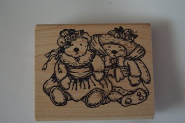 Imagine That Rubber Stamp Teddy Bears K-064 Wood Mounted