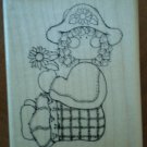 DOTS Sarah Girl Rubber Stamp N203 Wood Mounted Clean D.O.T.S. Child Flower