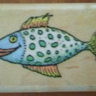 Fish Lips Rubber Stamp 489D All Night Media Wood Mounted 1989 Smiling