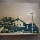Mounted Rubber Stamp Old House Stable Trees Posts Wood