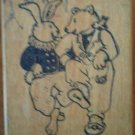 Bunny Bear Rubber Stamp All Night Media Wood Mounted Mary Engelbreit Hare Rabbit