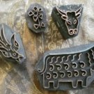 Copper Stamps Wood Mounted Animals Sheep Bull Bird Flower