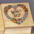 Rubber Stamp 1990 All Night Media With Love Heart Wreath Flowers Valentines