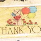 1990 Hero Arts Rubber Stamp Bear Balloon Thank You D609