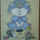 Sabrina The Cat Rubber Stamp Stampede A872D Wood Mounted Watering Garden