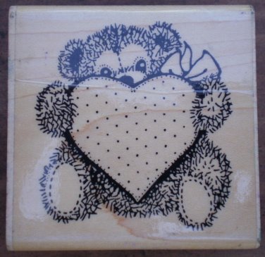 Rubber Stamp Teddy Bear Heart Annette Allen Watkins 1994 F504 Mounted