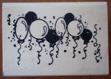 Balloons Hook's Lines and Inkers Dianne Hook Rubber Stamp 1993 Wood Mounted