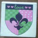 Rubber Stamp Fleur De Lis Love Shield CAKE brand Wood Mounted