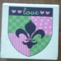 Rubber Stamp Fleur De Lis Love Shield CAKE brand Wood Mounted