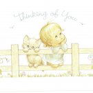 Morehead Current Postcard Girl Cat 90481-9 Vintage Thinking of You Fence