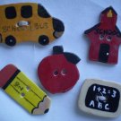 Buttons Ceramic Teacher Apple Bus Pencil Board School