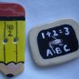 Buttons Ceramic Teacher Apple Bus Pencil Board School