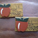 Lot 2 Vintage 1 Teacher Pin handmade wood ruler apple Brooch