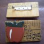 Lot 2 Vintage 1 Teacher Pin handmade wood ruler apple Brooch