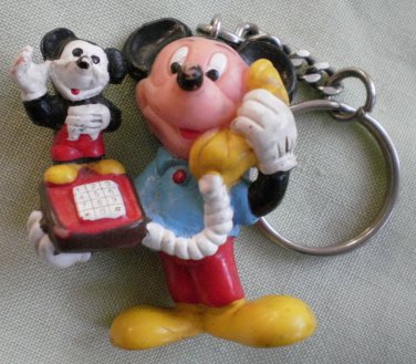 Mickey Mouse Keychain PVC Telephone Vintage Key Holder