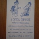 Manwaring & Lewis vintage trade trading card Antique Ad