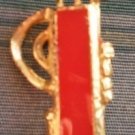 Golf Bag Gold-Tone Metal Red Enamel Pin Brooch Broach