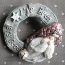 I've been very good Santa Claus Pin Old World Brooch Wreath