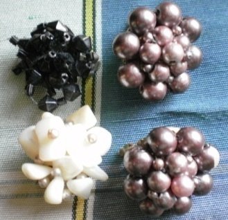 Single Craft Vintage Cluster Bead Earrings Japan Junk Lot